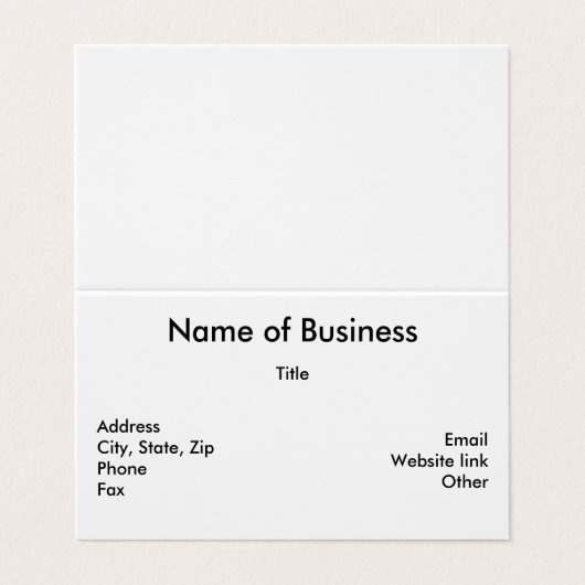 Minimale persoonlijke naam van bedrijfsinformatie visitekaartje (Buitenkant ongevouwen)