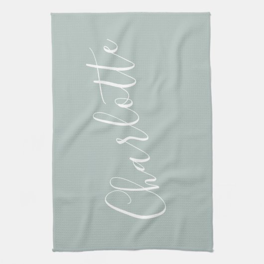 Minimale Persoonlijke naam voor script | Dusty Blu Theedoek (Verticaal)