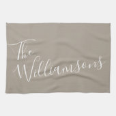 Minimale Persoonlijke naam voor script | Taupe Bro Theedoek (Horizontaal)