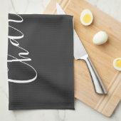 Minimale Persoonlijke naam voor script | Zwart wit Theedoek (Quarter Fold)