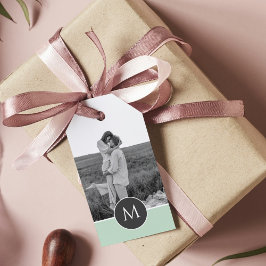 Minimale persoonlijke voornaam en foto bij pasta M Cadeaulabel