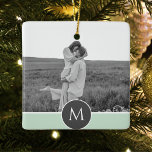 Minimale persoonlijke voornaam en foto bij pasta M Keramisch Ornament<br><div class="desc">Minimale persoonlijke voornaam en foto bij pasta Mint</div>