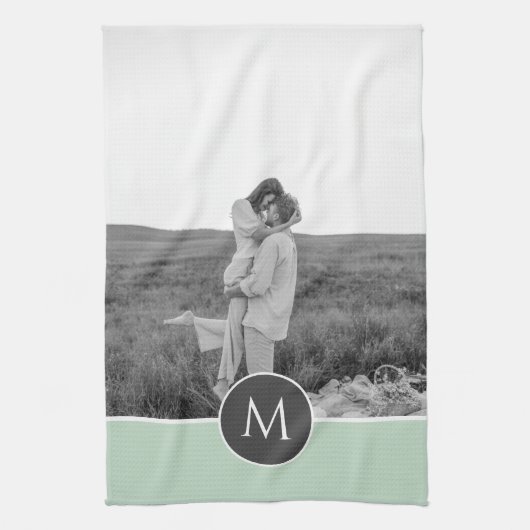 Minimale persoonlijke voornaam en foto bij pasta M Theedoek (Verticaal)