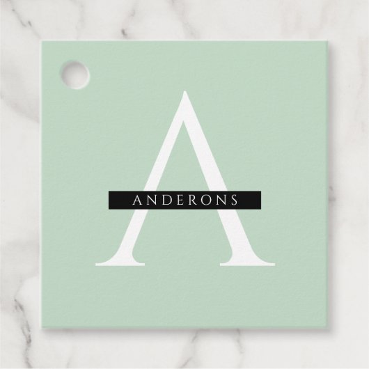 Minimale persoonlijke voornaam pasta Mint Bedankjes Labels (Voorkant)