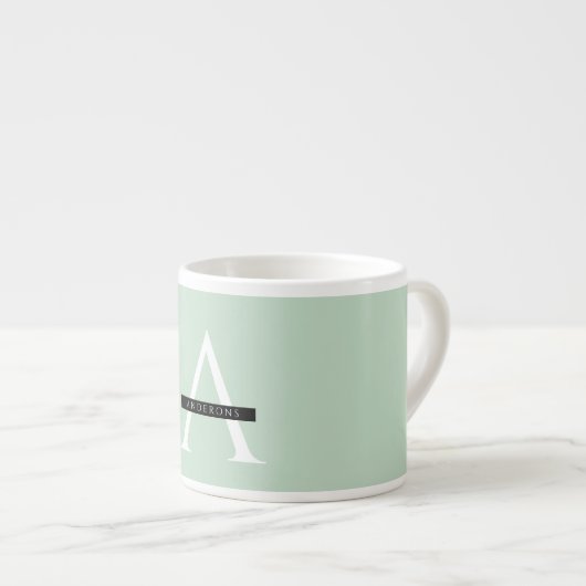 Minimale persoonlijke voornaam pasta Mint Espresso Kop (Voorkant rechts)