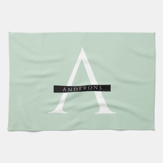 Minimale persoonlijke voornaam pasta Mint Theedoek (Horizontaal)