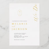 Minimale persoonlijke zwarte & witte monogram-klok folie uitnodiging (Voorkant)