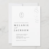 Minimale persoonlijke zwarte & witte monogram-klok kaart (Voorkant)