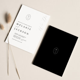 Minimale persoonlijke zwarte & witte monogram-klok kaart