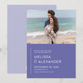 Minimale perwinkle eenvoudige fotobruiloft save the date (Voorkant / Achterkant)