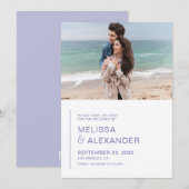 Minimale perwinkle eenvoudige fotobruiloft save the date (Voorkant / Achterkant)