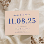 Minimale perzik blauw chique trouwdatum niet-foto save the date<br><div class="desc">Personaliseer deze minimale chique ontwerp bruiloft bewaar de datum met al uw details.</div>