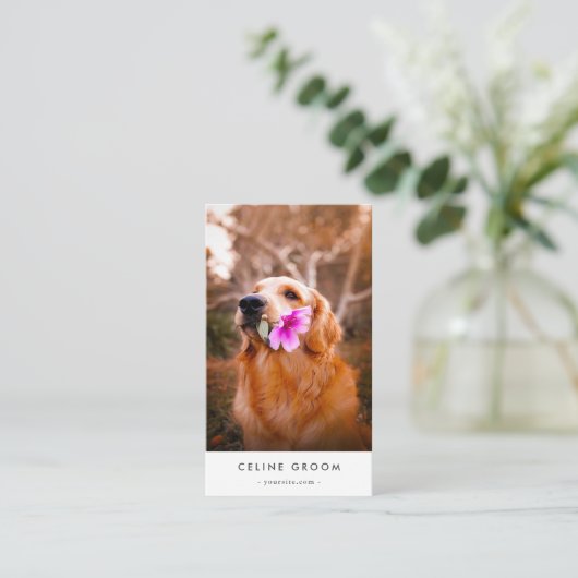 Minimale Pet Groomer Hond Grooming Dierenarts Visitekaartje (Staand voorkant)