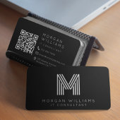 Minimale pictogrammen voor monogram QR-code Visitekaartje