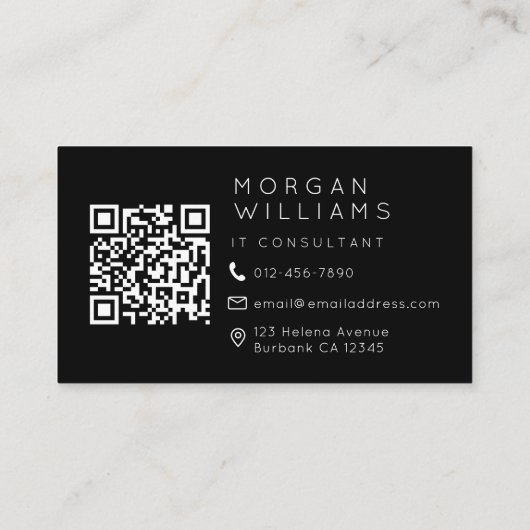 Minimale pictogrammen voor monogram QR-code Visitekaartje (Achterkant)