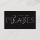 Minimale Pilates Trainer Wellness Studio Roze Zwar Visitekaartje (Voorkant)