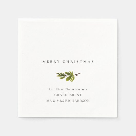 Minimale pine Branch Onze eerste prettige kerst Servet (Voorkant)