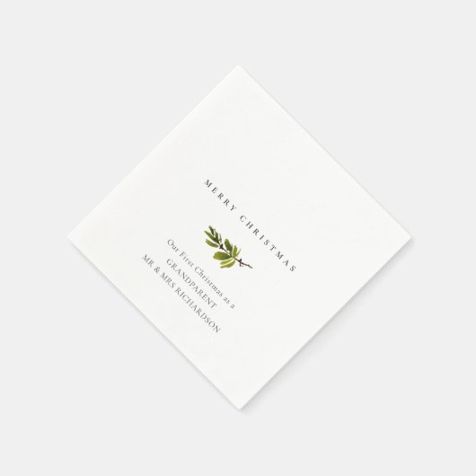 Minimale pine Branch Onze eerste prettige kerst Servet (Hoek)