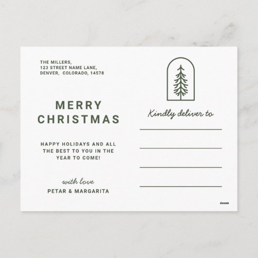 Minimale Pine Holiday Post Card Feestdagenkaart (Achterkant)