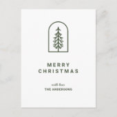 Minimale Pine Holiday Post Card Feestdagenkaart (Voorkant)