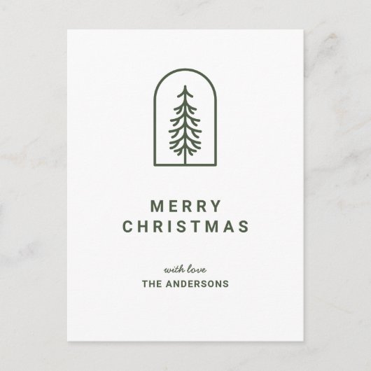 Minimale Pine Holiday Post Card Feestdagenkaart (Voorkant)