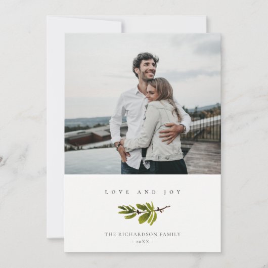 Minimale pine-tak kerstfoto's feestdagenkaart (Voorkant)