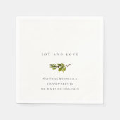 Minimale pine-tak Onze eerste kerstvreugde & liefd Servet (Voorkant)