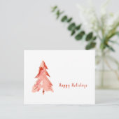 Minimale Pine Tree Red-Waterverf - Aangepast Briefkaart (Staand voorkant)