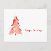 Minimale Pine Tree Red-Waterverf - Aangepast Briefkaart (Voorkant)