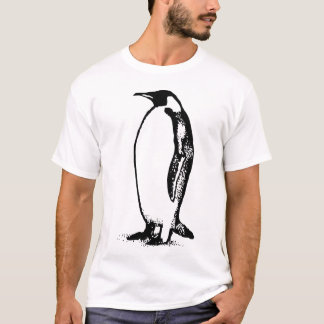 Minimale Pinguïn Silhouet – Zwarte & Witte Sjabloo T-shirt