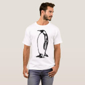 Minimale Pinguïn Silhouet – Zwarte & Witte Sjabloo T-shirt (Voorkant volledig)
