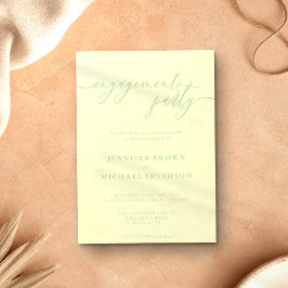 Minimale Pistache & Crème Elegant Verlovingsfeest Kaart