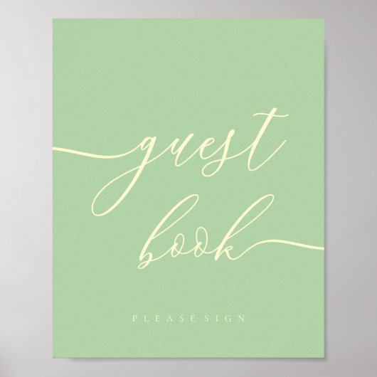 Minimale Pistache & Crème Feestviering Gast Poster (Voorkant)