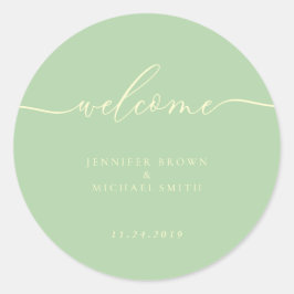 Minimale Pistache & Crème Welkom Ronde Sticker
