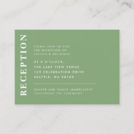 Minimale Pistache Moderne bruiloft receptie Informatiekaartje