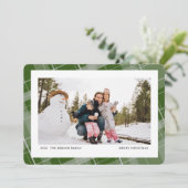 Minimale plaat één foto groen horizontaal feestdagenkaart (Staand voorkant)