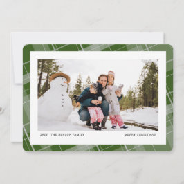 Minimale plaat één foto groen horizontaal feestdagenkaart