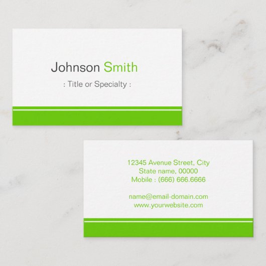 Minimale plaat in Clean Mint Green Visitekaartje (Voorkant / Achterkant)