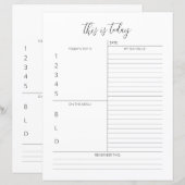 Minimale planning voor dagelijkse planner één pagi (Voorkant / Achterkant)