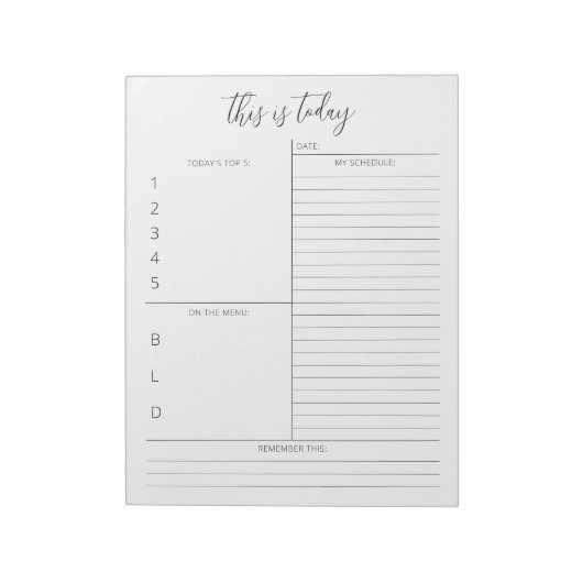 Minimale planningstaart voor een dagelijkse printe notitieblok (Linkerzijde)