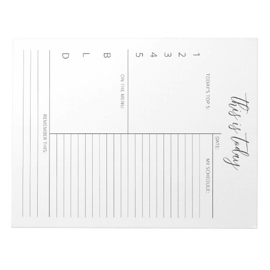 Minimale planningstaart voor een dagelijkse printe notitieblok (Voorkant)