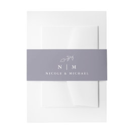 Minimale Plant Leaf Soft Violet Wedding Uitnodigingen Wikkel