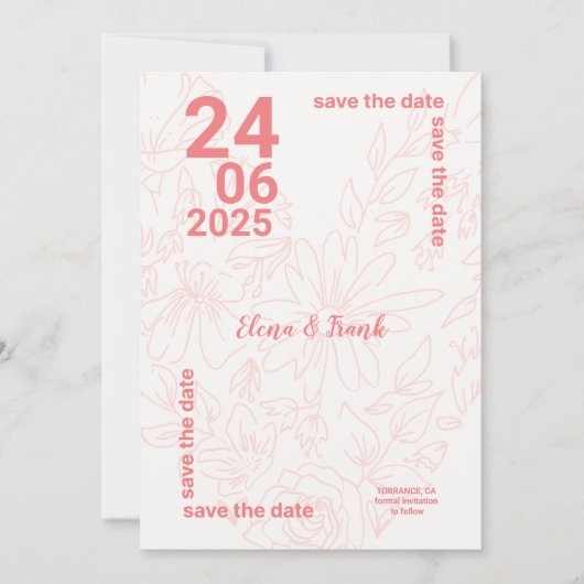 Minimale platte save-the-datekaart save the date (Voorkant)