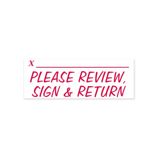 Minimale "PLEASE REVIEW, SIGN & RETURN" Zelfinktende Stempel (Design)