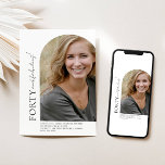 Minimale pleister vanaf het midden Foto 40th Birth Kaart<br><div class="desc">Deze verjaardagsuitnodiging kenmerkt gemengde typografie,  uw favoriete foto en uw douanetekst. De rug is een stevige kleur die u meer foto's en tekst kunt veranderen of toevoegen. Gebruik de sjabloon om uw informatie toe te voegen.</div>