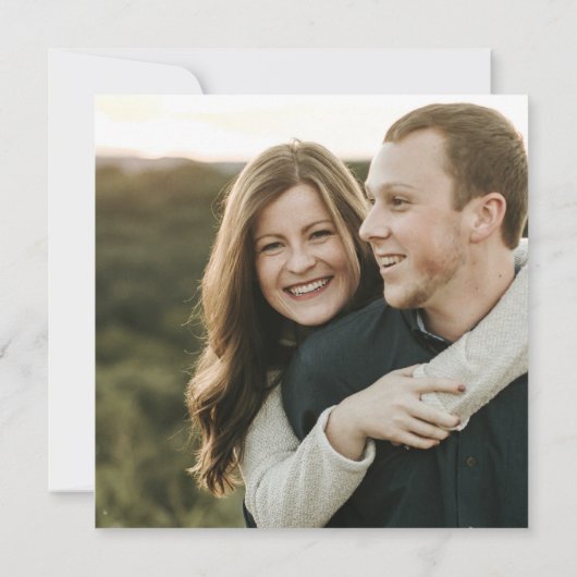 Minimale Plum Gold Script Fotobruiloft Kaart (Achterkant)