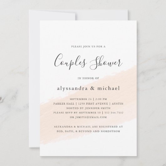 Minimale poetseerklep voor Blush Pink Stripe Coupl Kaart (Voorkant)