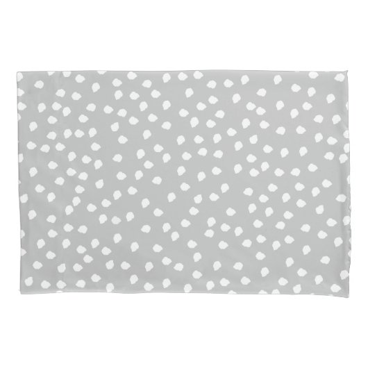 Minimale poka Dot Gray en White Kussensloop (Voorkant)
