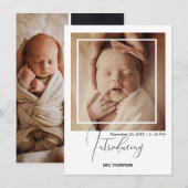 Minimale Polaroid Fotolijst Geboorteaankondiging Aankondiging (Voorkant / Achterkant)