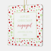 Minimale polka dot 1 foto eerste kerst ingeschakel keramisch ornament (Links)